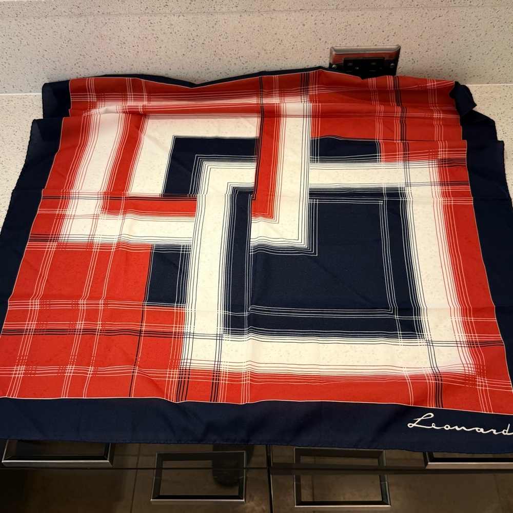 Leonard Red and Blue Geometric Scarf